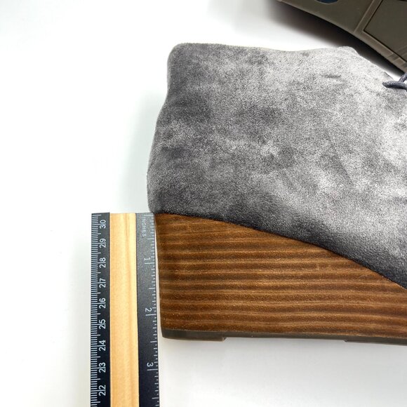 11W 11 WIDE WIDTH Dr Scholls Dakota Gray Microsuede Wedge Ankle Boots Shoes - Picture 12 of 13